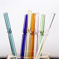 1ชิ้นหลอดสูง Borosilicate กวนก้านแก้วที่มีสีสันฟางโค้งแก้วใสฟางเครื่องดื่มฟางอุปกรณ์ครัว