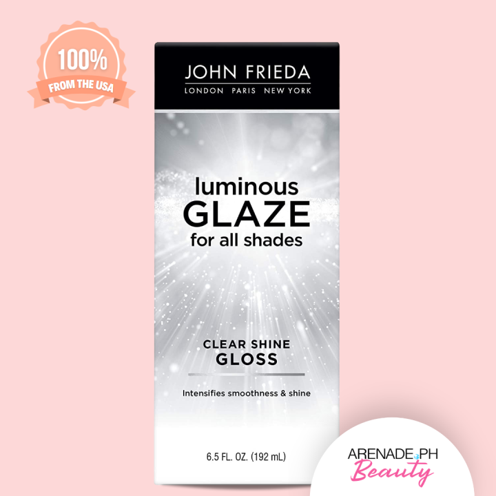John Frieda Luminous Glaze Clear Shine Gloss, 6.5 oz, AntiFade, Color Enriching Gloss, Safe for