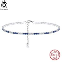 【CW】☌✥♗  ORSA JEWELS 925 Sterling Ankelts for Clear Blue Tennis on the Leg Exquisite Foot Chain Jewelry SA19