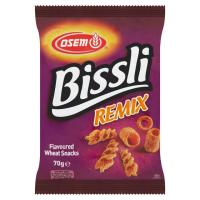 Bissli Remix BBQ and Smokey Mixed Flavors Wheat Snack Osem 70 gr Kosher - บิสลี่ ขนมโฮลวีตอบกรอบ รสรีมิกซ์ บาร์บีคิวและสโมกกี้ บรรจุ 70 กรัม