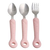 Rabbit Kids Fork Stainless Steel Childrens Small Spoon Cartoon Pattern Baby Feeding Spoon and Fork Portable Box Tableware Set Bowl Fork Spoon Sets