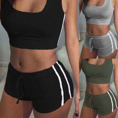 2020 Hot Summer Women Yoga Set 2Pcs Female Belt Suit Set Bra Sleeveless Tank Top Shorts Fitness Running Yoga Gym Sports Clothes