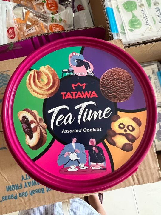 คุกกี้-คุ๊กกี้ถังทาทาวา-tatawa-tea-time-assorted-cookies-คุ๊กกี้-รวม4รสชาติใน1ถัง-400g-บิสกิต-ทาทาวา-คุกกี้เนย-คุกกี้รวม