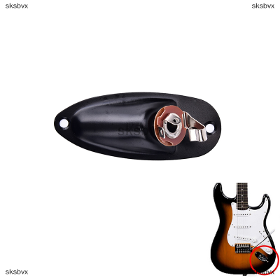 sksbvx Black Boat input output JACK PLATE SOCKET พร้อมสกรูสำหรับกีตาร์ Fender Strat