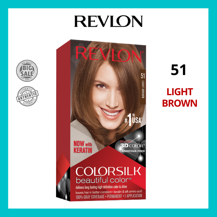 Revlon Colorsilk Beautiful Color with Keratin No. 51 LIGHT BROWN 130ml ...