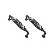 2PCS Vintage Handle Zinc Alloy Door Handles Cupboard Drawer Cabinet Handle Pull Black Knobs for Home Bedroom Kitchen