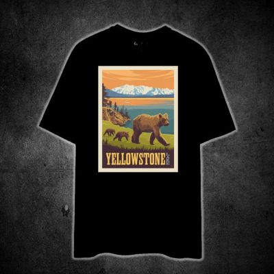 YELLOWSTONE LAKE (NATIONAL PARK VINTAGE TRAVEL 2) Printed t shirt unisex 100% cotton