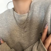 [COD] English alphabet face retro 925 silver necklace female tide net red ins cold collarbone chain