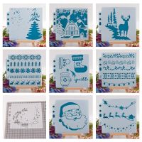 Set of 9 Premium Loose-leaf Painting Template Christmas Decoration Graffiti Stencils for Home Classroom Wall Door Window Rulers  Stencils