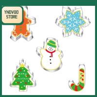 YNDVQO STORE 5PCS ซานตาคลอส ต้นคริสต์มาส เกล็ดหิมะ แม่พิมพ์เค้ก เครื่องตัดคุกกี้คริสต์มาส แม่พิมพ์บิสกิต เครื่องมืออบ