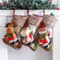 Christmas Stocking Large Xmas Gift Bags Fireplace Decoration Socks New Year Candy Holder Christmas Decor for Home Socks Tights