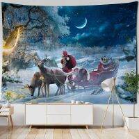 【CW】❅◊  Tapestry Wall Hanging Night Elk Claus Fireplace Blanket Decorations