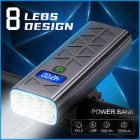 8T6 LED Bike Light USB Rechargeable Flashlight For Bicycle Front Light Cycling Headlight With Charged Display Waterproof