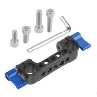 Lightweight Dual 15mm Rod Clamp Railblock with 1/4 Screw Holes for DSLR Camera Rod Shoulder Support for Follow Focus