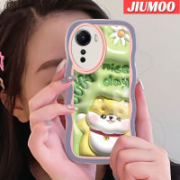 JIUMOO เคสสำหรับ Vivo Y35 Y16 5G Y56 5G เคส3D รูปแมวน่ารักลายแถบคอลอร์เวฟเคสมือถือนิ่มกันกระแทก TPU ซิลิโคนแบบใสเคสป้องกันการตกรวมทั้งหมดฝาครอบป้องกันหัวกล้อง