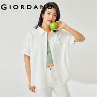 Giordano เสื้อเชิ้ตแขนสั้นผู้หญิง เสื้อแฟชั่นผญ ผ้าฝ้าย ลุคสตรีท สไตล์เกาหลี Free Shipping 05342461 105