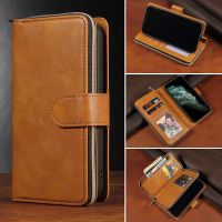 ♀☌◐ Zipper Wallet Leather Phone Case For iPhone 14 13 12 11 Pro Max X XR XS Max Flip Case Book Case For iPhone 8 7 6 6S Plus Cover