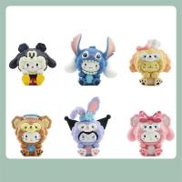 6ชิ้น Sanrio ตุ๊กตาของเล่นน่ารักการ์ตูน Kuromi Cinnamoroll My Melody รูปการกระทำตุ๊กตารุ่นตกแต่งห้องสาวและเด็กของขวัญวันหยุด