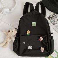 Women Nylon Cute Backpack Bear Female Student College School Bag Badge Girl Doll Backpack Kawaii Book Ladies Fashion Bags Trendy