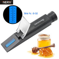 Yieryi เครื่องวัดความเข้มข้นของน้ำตาลในเครื่องรีแฟร็คโตมิเตอร์,0-32% Brix Saccharimeter เครื่องทดสอบน้ำตาลน้ำผึ้งผลไม้องุ่น ATC