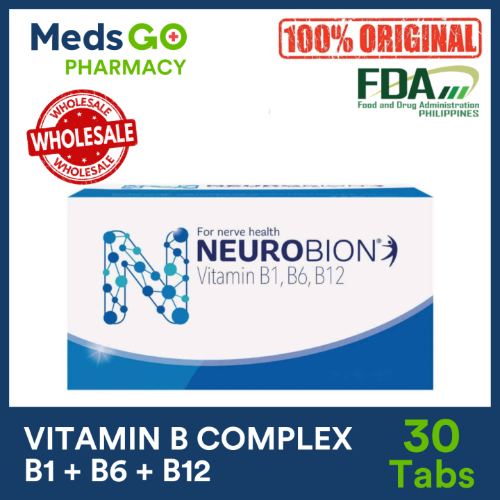 NEUROBION Vitamin B Complex (B1 B6 B12) 100mg/200mg/200mcg 30 Tablets ...