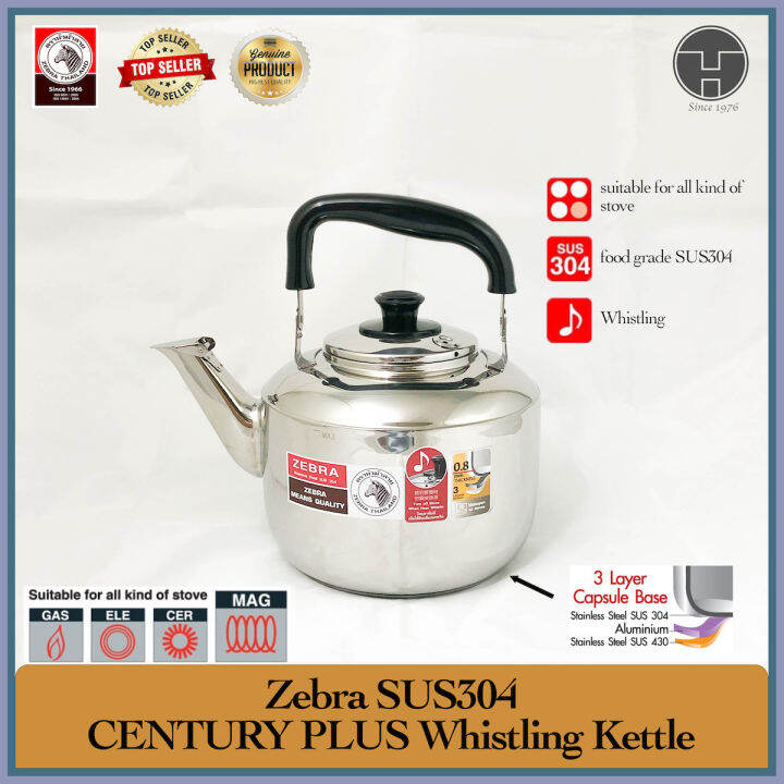 [TeoHin] Zebra SUS304 Century Plus Whistling Kettle, 4.5L, 5.5L, All