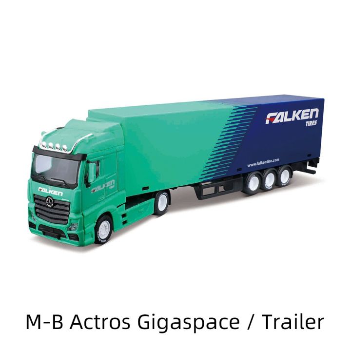 รถเทรลเลอร์1-43เมอร์เซเดส-เบนซ์รถพ่วง-gigasspace-volvo-fh16-traktor-berat-hitam-die-cast-koleksi-hobi-mainan