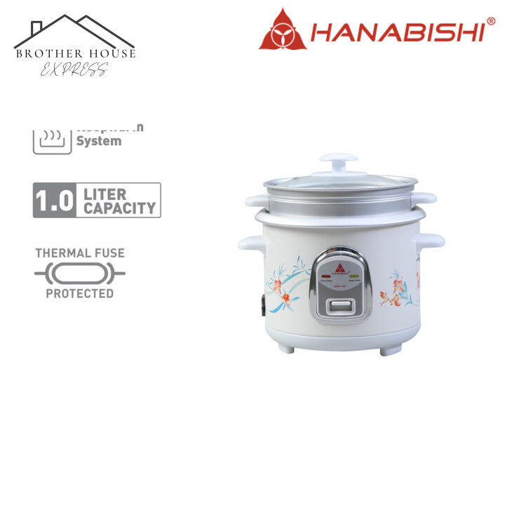 Hanabishi Rice Cooker 1 Liter 5 cups with steamer 3 in 1 (rice, congee