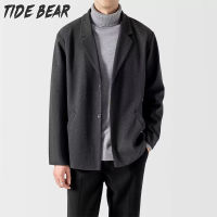 TIDE BEAR สูทผู้ชาย,สูทเสื้อแจ็คเก็ตลำลองกาแฟสีน้ำตาลสั้นเข้ารูปพอดีเสื้ออเนกประสงค์