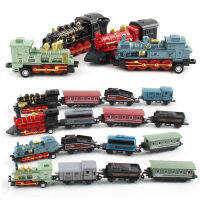 4pcsset Hot Selling Simulation Retro Steam Train Alloy Model Ornaments Pull Back Car Childrens Puzzle Can Be Spliced Toy Gifts