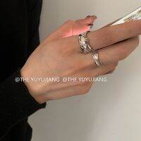 ∏ YUYUJIANGs925 silver small texture wide ring opening couple original design ins senior cold wind