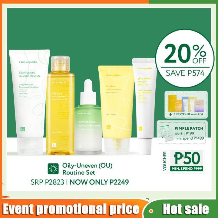 Face Republic Oily Uneven (OU) Routine Set [Acne Pimples Brightening