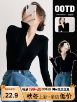 original Uniqlo NEW early autumn black v-neck sweater for women in autumn new style high-end chic slim fit inner layering shirt top