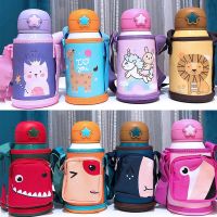 ✱ Fun Animals Kids Thermos Mug With Straw Stainless Steel Dobble Vacuum Flasks Children Cute Thermal Water Bottle TumblerThermocup