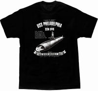 2023 newUSS Philadelphia SSN-690 Nuclear-powered Attack Submarine T-Shirt. Summer Cotton Short Sleeve O-Neck Mens T Shirt New S-3XL