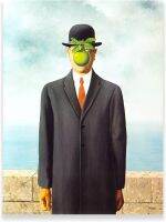 ลูกชายของมนุษย์โดยโปสเตอร์ภาพวาดศิลปะบนผนัง René Magritte เครื่องตกแต่งฝาผนังภาพวาดเหนือจริงสำหรับห้องนอนสำนักงานบ้าน12x16inches30x40cm ไม่มีกรอบ