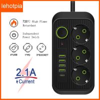 EU Plug AC Outlet Power Strip Multitap Smart Home Extension 2M สายไฟซ็อกเก็ตไฟฟ้า4พอร์ต USB Multipise Network Filter