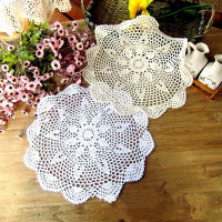 ใหม่รอบ Handmade ผ้าฝ้ายถักโครเชต์ตารางเสื่อ Pad ผ้าถ้วย Doily กาแฟ Coaster คริสต์มาสดอกไม้ placemat งานแต่งงานห้องครัว-mu xuan trade