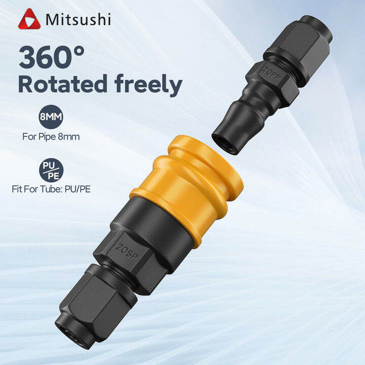 Mitsushi Pneumatic Fittings 2pcs Selflocking Air Compressor Hose Quick