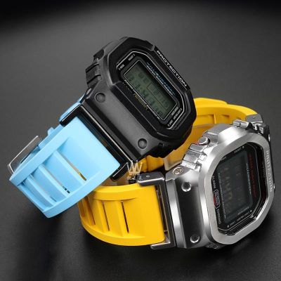 ✎ DW5600 ดัดแปลงสายยางสำหรับ Casio G-SHOCK GW-B5600 GW-M5610 DW-5600/5610 กันน้ำ Fluororubber กีฬานาฬิกาวงสร้อยข้อมือ