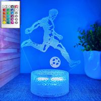 1pc Soccer Player 3D Night Light  Optical Illusion Table Lamp With Remote &amp; Touch Control  16 Color Changing RGB Ambient Lights Night Lights