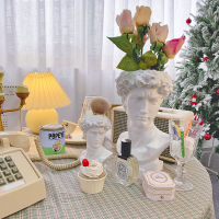 W&amp;G Nordic Home Sculpture Art Statue Decoration David Head Pen Holder Big Vase Decoration Makeup Brush Storage Bucket 30CM