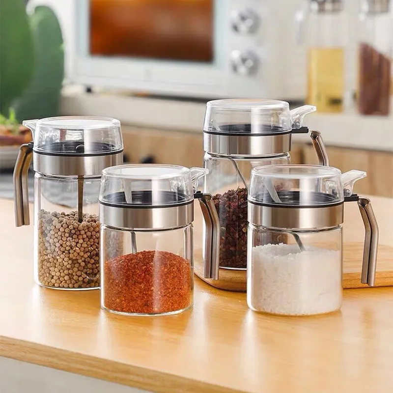 Stainless Steel Condiment Pot Storage Container Seasoning Bottle Spice Jar