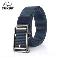 CUKUP New Arrival High Quality Nylon Belt Jeans Accessories Men 3.5Cm Width Geometric Black Smooth Buckles Metal Male CBCK207