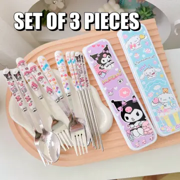 Cute Cartoon Travel Tableware with Case Portable Utensils Cutlery Set  Reusable Flatware Silverware Include Fork Spoon with Case - AliExpress