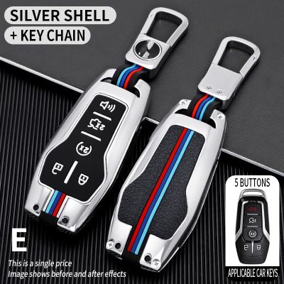 Key Fob Cover with Keychain Metal Shell &amp; Soft Silicone Full Protection Key Case Holder Edge For Ford Fusion Mondeo Mustang F-150 Explorer Edge 2015 2016 2017 2018 (5 Buttons)