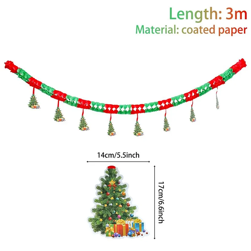 Merry Christmas Santa Claus xmas Tree Banner Bunting Garland Hanging