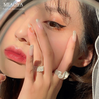 MIAOYA แหวนกระโปรงทรงคลื่นแฟชั่นสำหรับผู้หญิงแหวนมีเครื่องประดับอัญมณีปรับได้หรูหรา