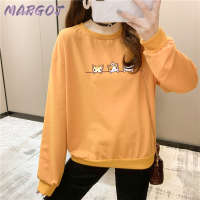 Margot Fashion เสื้อฮู้ด เสื้อแขนยาวอบอุ่น หลวมและสบาย วินเทจ สบายๆ ทันสมัย เท่ WWY2391BTN 38Z230920