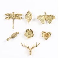 Retro Butterfly/Dragonfly/Orchid brass Handle Wardrobe Drawer Gold Cabinet Pulls copper handles for furnitur cupboard handles Door Hardware